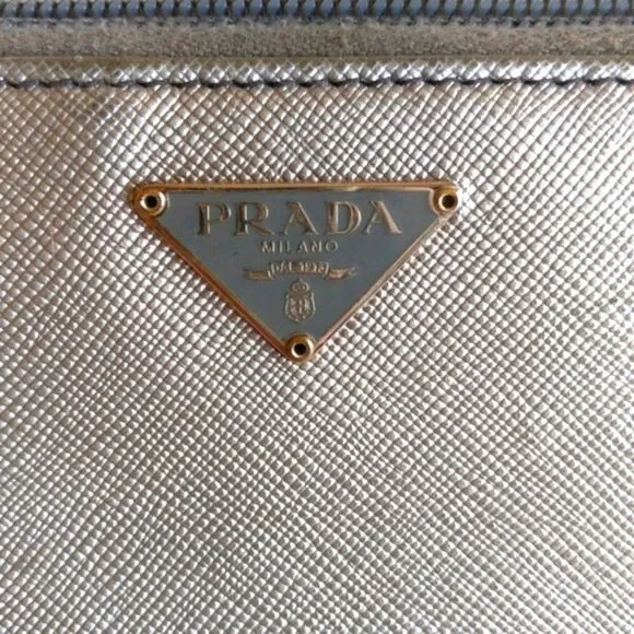 PRADA Metallic Leather Zip Around Wallet - Picture 3 of 16